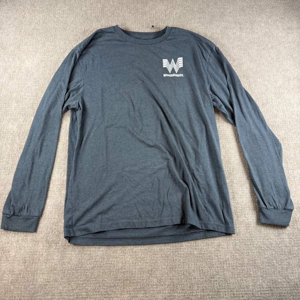 Whataburger Mens Long‎ Sleeve Graphic T-Shirt Gray Texas American Original L